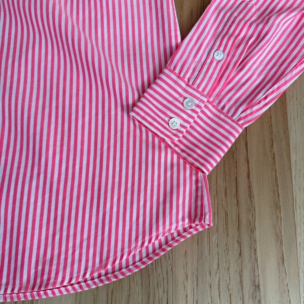 Vineyard Vines Preppy Pink and White Striped Button Down Shirt Size 4 - Picture 9 of 14